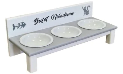 Bufet kota Biały + 3 miski Ceramiczne 300 ml.