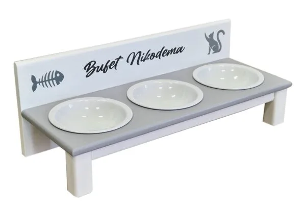 Bufet kota Biały + 3 miski Ceramiczne 300 ml.
