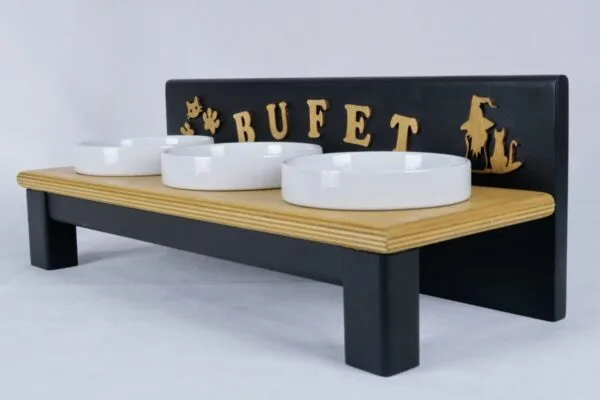 Bufet kota Czarny + Drewno 3 x ceramika - obrazek 7
