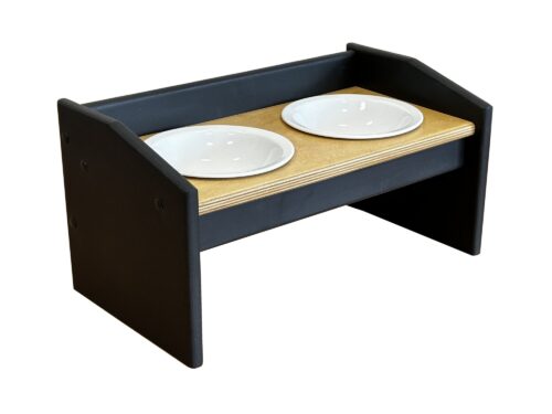 Miski ceramiczne na stojaku dla małych ras psów - 2 x 300 ml CZARNY