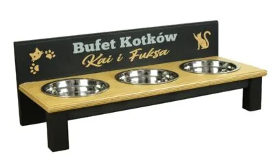 Stojak z miskami dla kota