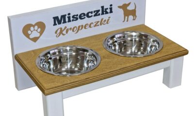 Podstawka dla yorka Chihuahua Szpic pomeranian, Biały + Dąb jasny