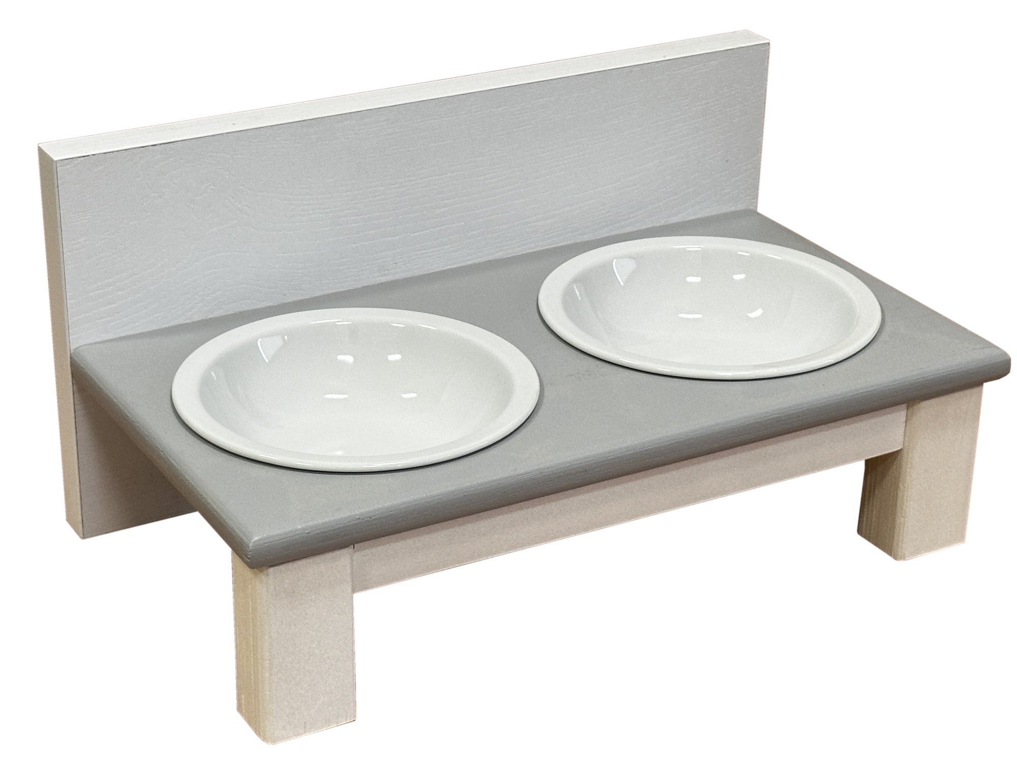 Dwie miski dla kota na białej podstawce - Ceramika 14 cm 250 ml Biały z szarym 13 Dwie miski dla kota na białej podstawce - Ceramika 14 cm 250 ml Biały z szarym - obrazek 13