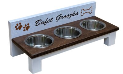 Podstawka z trzema miskami dla małego psa - 3 x 370 ml.